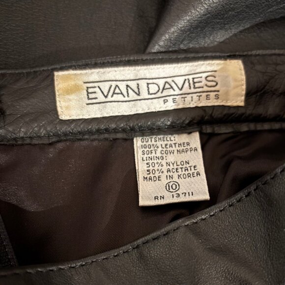 Evan Davies Vintage Leather Skirt pencil Petite 80s 90s black high waist 10P - Picture 11 of 14